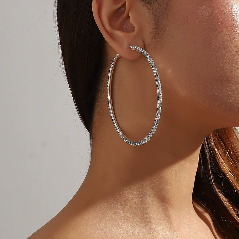 Большие серьги, (跨境贸易), 8 см, европейский стиль, инкрустированы diamonds
