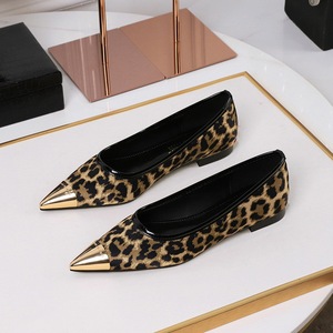 2161 French minimalist evening style single shoe women's metal pointed satin versatile gentle flat bottom shallow m