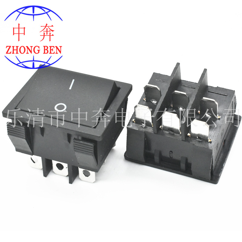 KCD9 6脚2档 6.3插簧脚 16A 250VAC 船型开关 31*36  开孔29.5*32