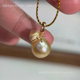 10-11mm南洋海水金珠福禄吊坠葫芦造型微微瑕海水珍珠纯银款吊坠
