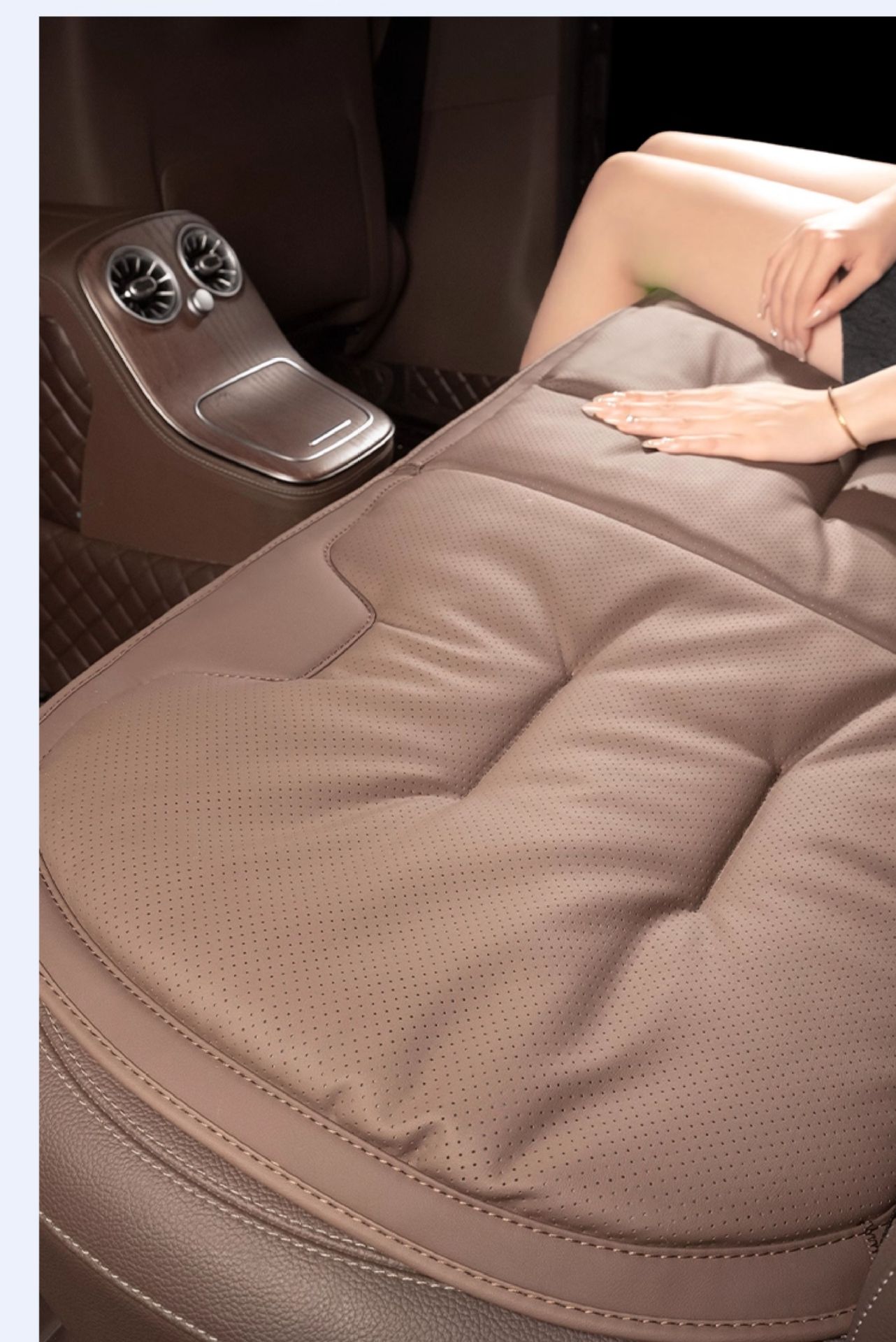 High-end Nappa leather car seat cushion, universal for all seasons, single-piece ventilated breathable seat protector, summer cooling pad