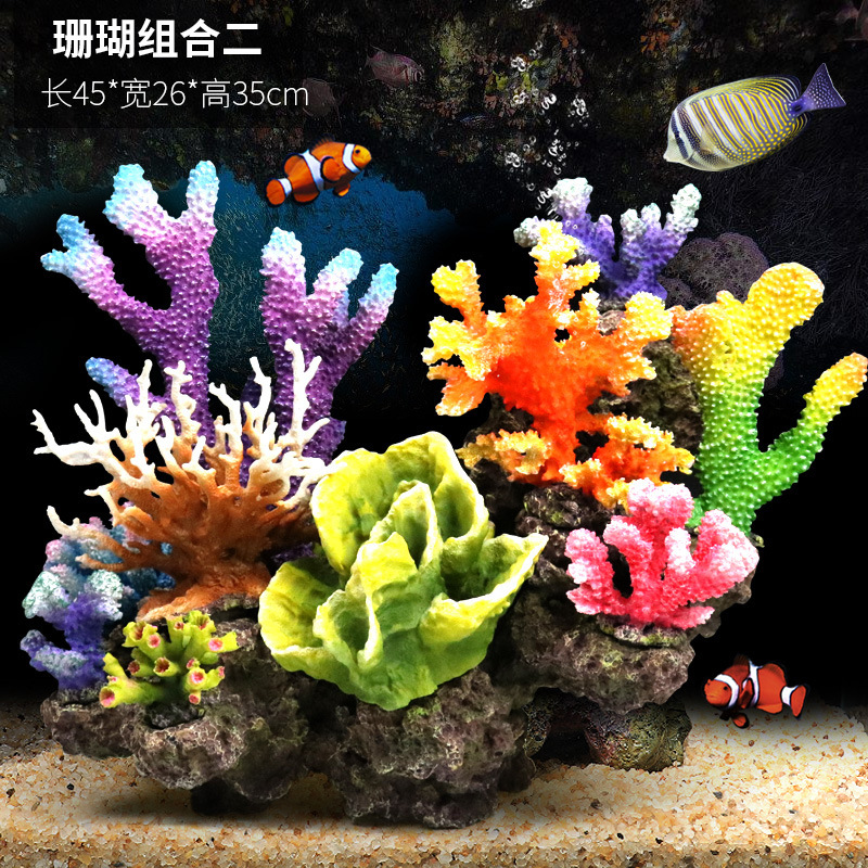 Juego completo de paisajismo de pecera, juego de decoración de rocalla de hierba acuática de simulación, juego de adorno de coral de arena de fondo de acuario