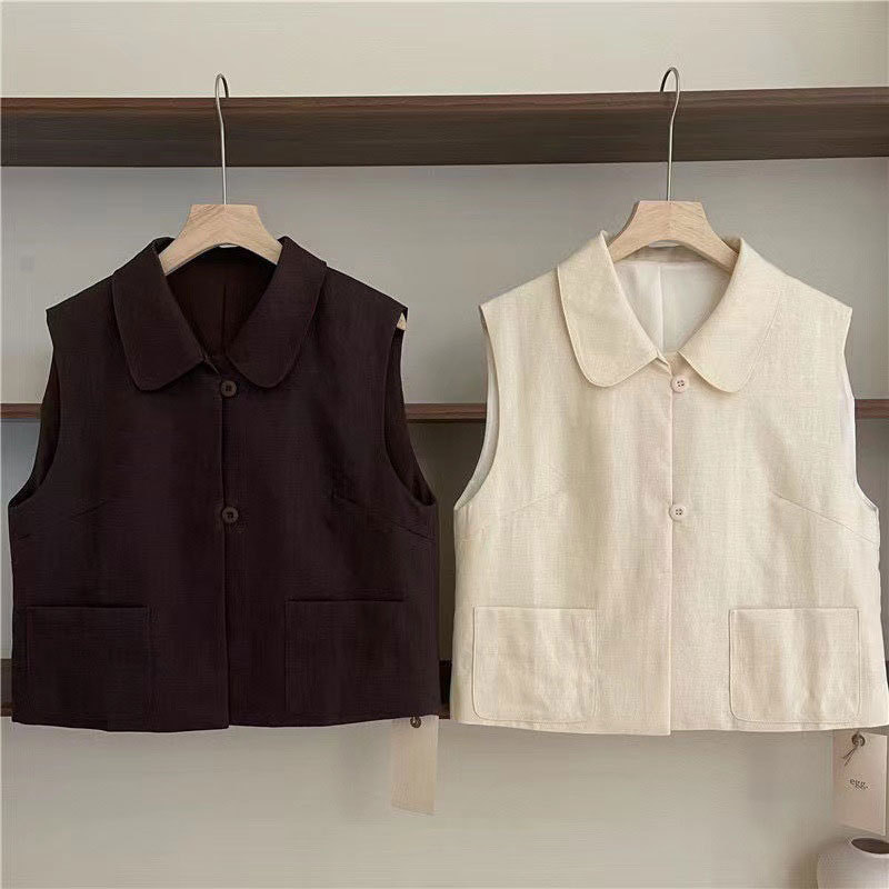 Cattle x cargo burst! This year's popular Korean style wear crew neck thin Joker doll collar vest top