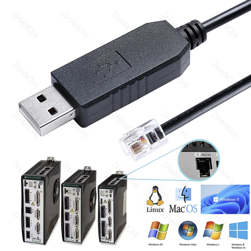 Gaochuang C7 Debug Line CDHD2 Servo Driver Configuration Cable RS232 USB to RJ9 Coded Download Line
