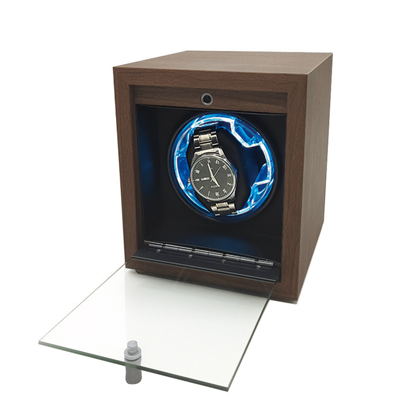 Cross-Border Black Walnut Pattern Wooden Vertical Mechanical Watch Automatic Watch Shaker Household Electric Chain Watch Box Plug-In Ready Stock