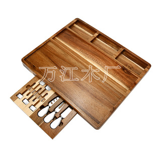 Acacia Wood cheese box solid wood cheese knife box large cheese board set box