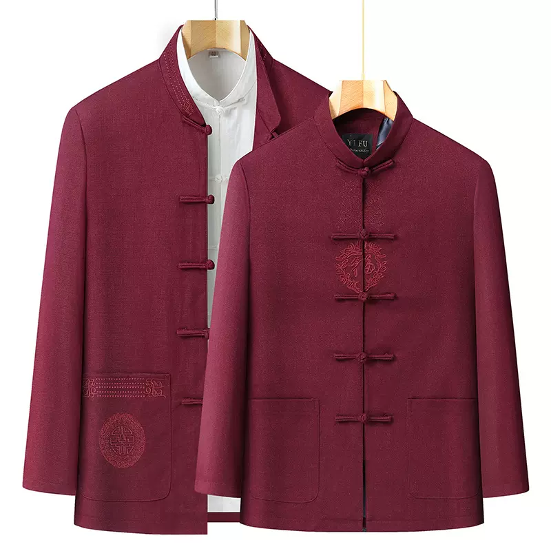 秋冬唐装男女外套加绒爷爷奶奶80岁生日过寿喜庆礼服套装