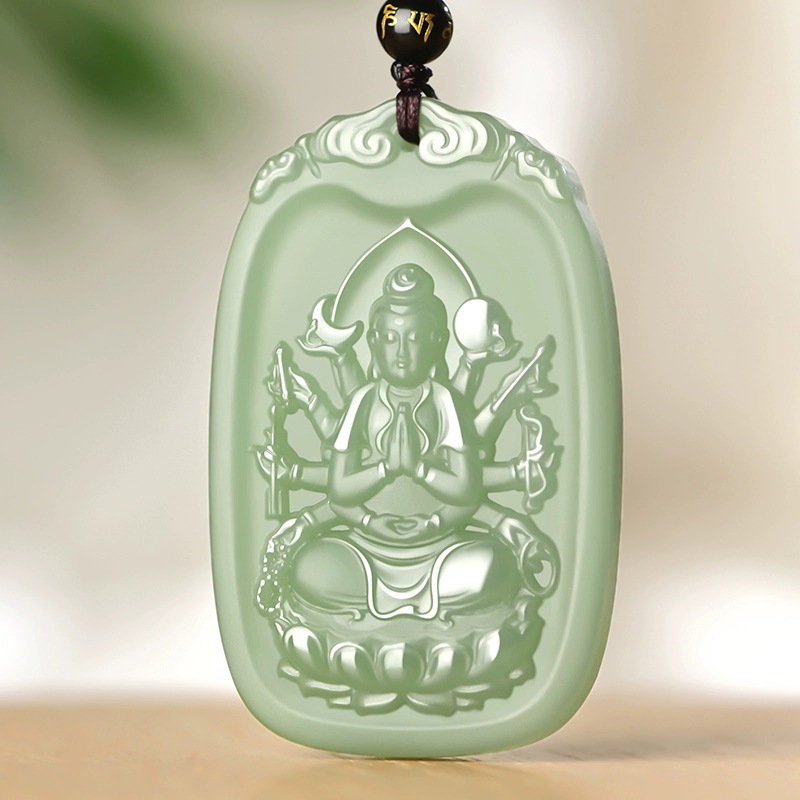 HETIAN JADE ZODIAC BUMING BUDDHA 펜던트 남녀 8 명의 수호신 YUPEI GUANYIN BODHISATTA 옥 목걸이