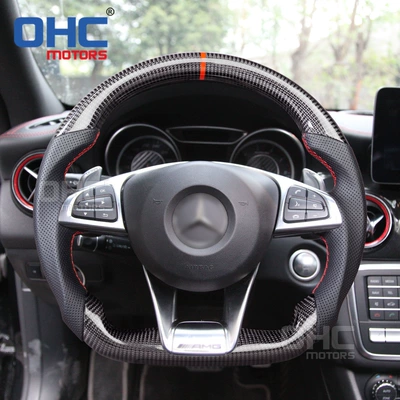 Suitable for Mercedes-Benz AMG SLC43 W205 GLC63 large G modified AMG carbon fiber steering wheel car central control (Steering wheel)