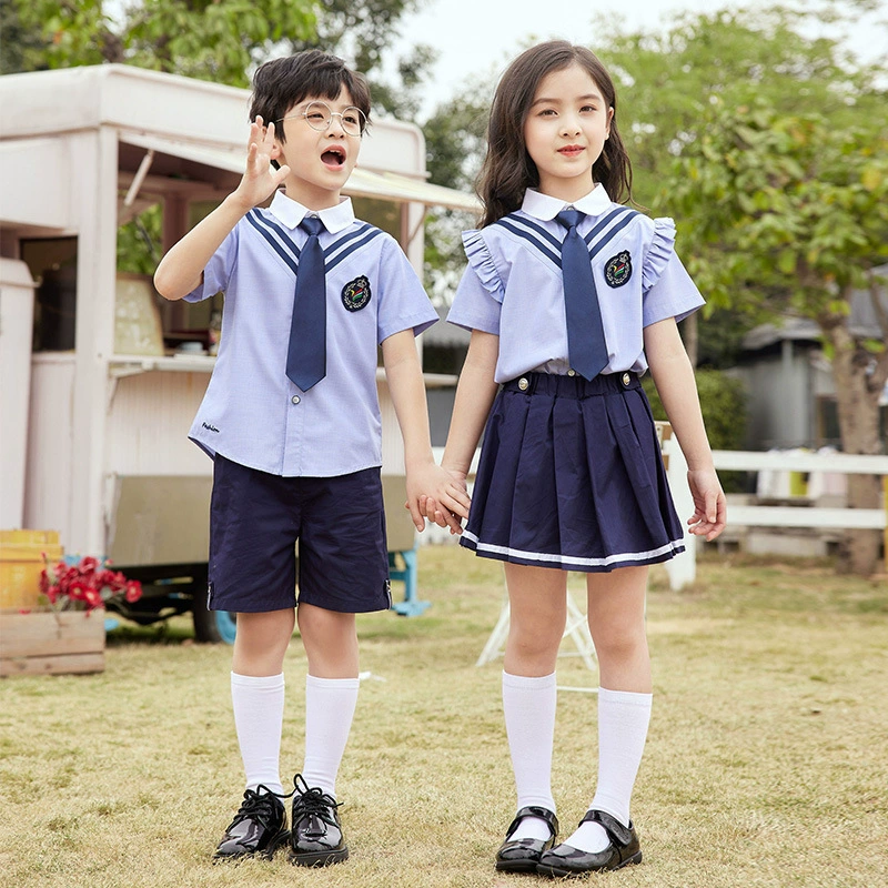 Summer children's uniform for students, set for kindergarten, British style