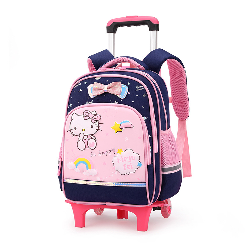 Mochila escolar con ruedas para niños de primaria con seis ruedas que pueden subir escaleras, mochila impermeable de gran capacidad y que reduce la carga para niñas de 1.º a 3.er grado