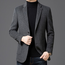 正品双面呢羊毛大衣男2025秋冬保暖羽绒商务休闲中年爸爸毛呢西服