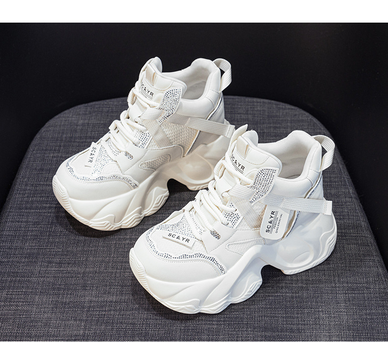 Giày sneaker nữ đế dày tăng chiều cao mùa thu 2025 phong cách hot trend buộc dây — M2936 lót đơn màu đen, M2936 lớp lót đơn màu xám, M2936-1 plus nhung đen, M2936 lớp lót đơn màu be chi tiết 21