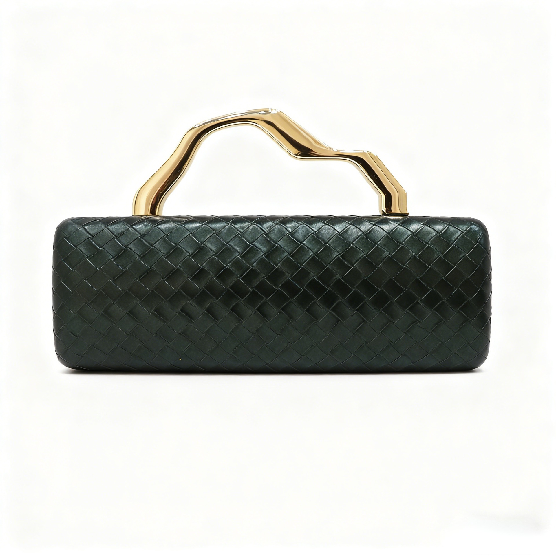 Europa y los Estados Unidos transfronterizos bolsa de cena de damas PU dorado trenzado bolso de mano cuadrado de hombro simple bolsa de moda lujosa bolsa de noche