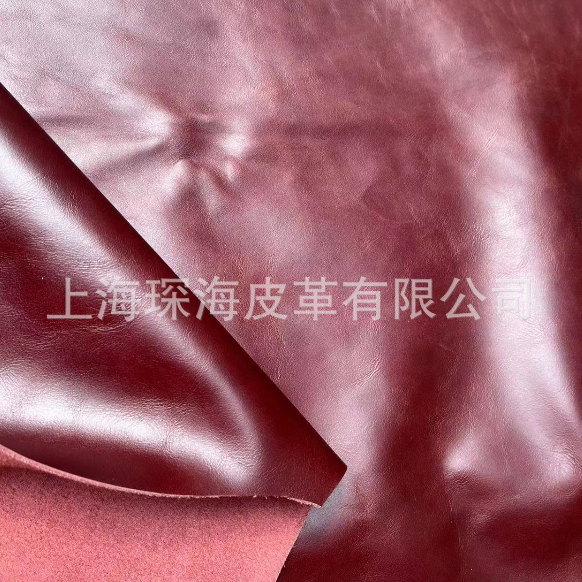 头层牛皮 皮革皮料 沙发皮 整张牛皮 牛皮面料 酒红色