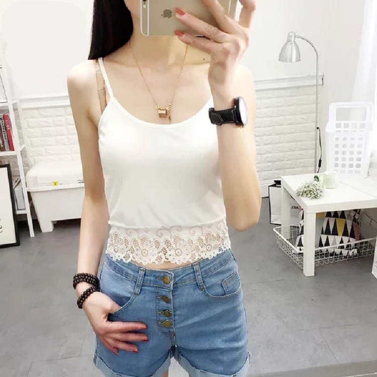 帮手描述图：蕾丝吊带背心女夏季百搭打底上衣女性感外穿短款吊带