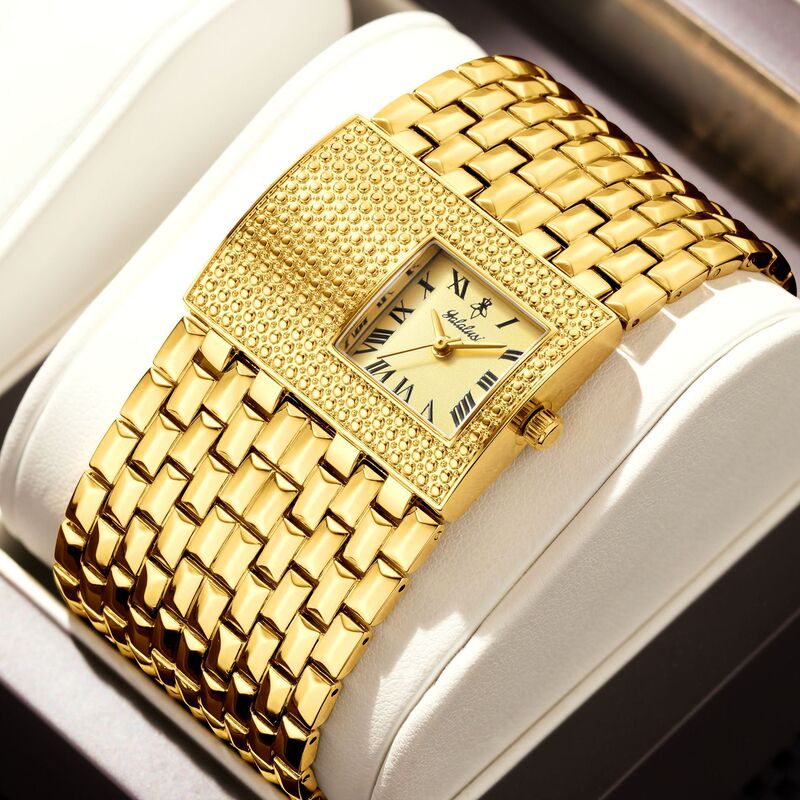 Yalalusi Luxury Square Women's Watch with Roman Numerals, Women's English-Style Wristwatch, Light Luxury Business Women's Cross-Border Watch