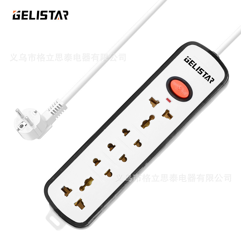 多孔位带开关插板排插国际万能孔插排接线板拖线板电源插座