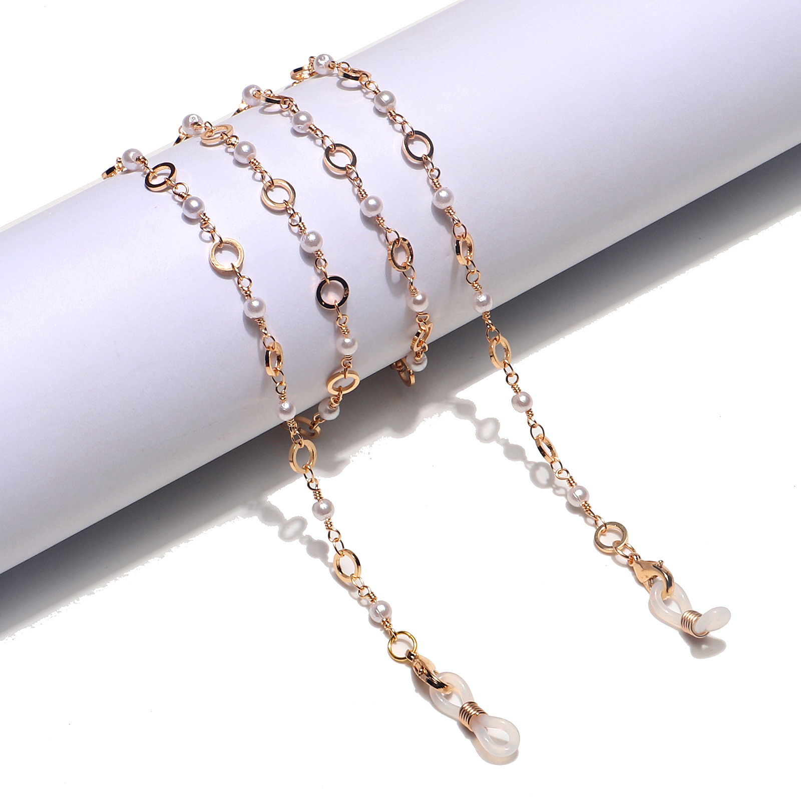 Fashion Gold Pearl Hollow Round Glasses Chain display picture 1