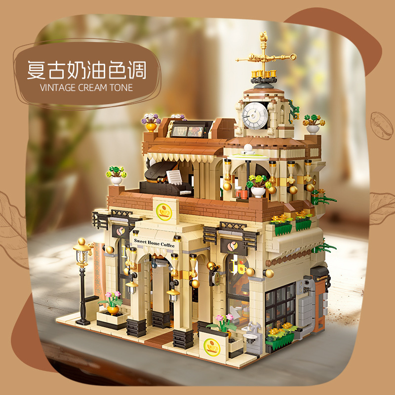 Jie Xing 89120 Serie Arquitectura de Calle: Cafetería, Bloques de Construcción Educativos, Modelo de Juguete, Decoración, Regalo para Niñas, Transfronterizo. image 3