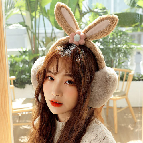 Ms. Ruiya's winter warm and cold-proof folding earmuffs cute flower plush earmuffs student cartoon ear warm ear bag