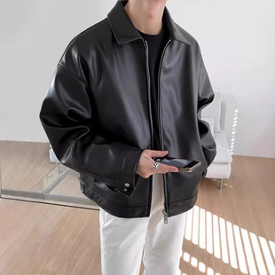 Men's Spring and Autumn New Fashionable Korean Style PU Leather Casual Baseball Suit Motorcycle Jacket