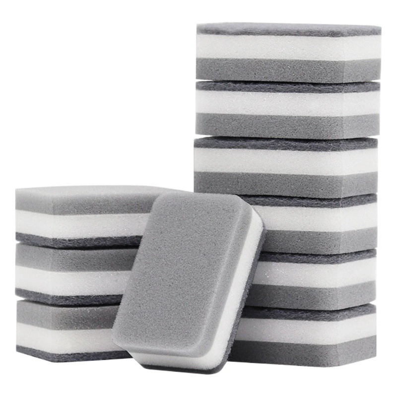 Wanba Jie серая Двусторонняя губка для мытья посуды Кухня уборка по дому трехслойная губка для мытья посуды