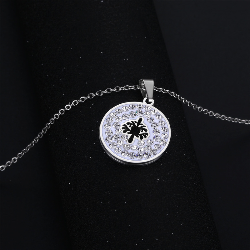 Wholesale Jewelry Simple Hollow Tree Of Life Round Pendant Stainless Steel Necklace Nihaojewelry display picture 4