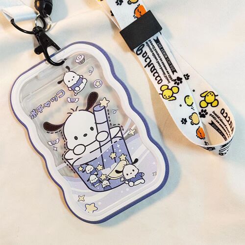 Ice Drink Paccha Dog Cartoon Student Slide Card Case Meal Card Bus Card ID Card Holder Access Card Campus