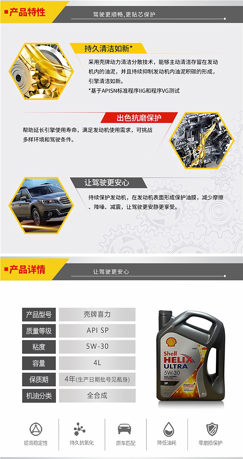 Shell Grey Shell 5W-30 fully synthetic engine oil, Ultra Helix automotive oil 4L, original import