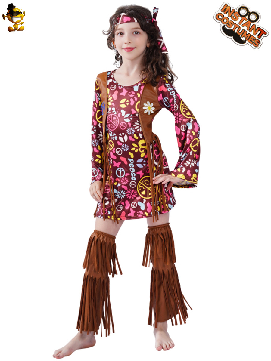 Hippie transfronterizo retro vestido de las mujeres hip hop stage wear ropa de rendimiento ropa de cosplay ropa de fiesta