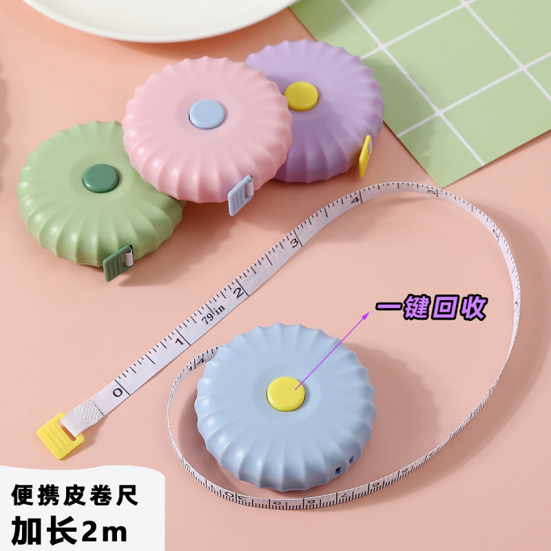 便携2米小卷尺学生米尺软尺皮尺量三围腿腰胸围测量衣服樱花粉|undefined