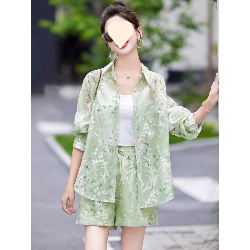 新中式女装2025新款防晒衣女夏轻国风盘扣时尚套装上衣短裤两件套|undefined