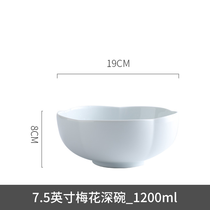 Fabricante de porcelana de gran capacidad de moldeo de flores de ciruela plato de sopa de cerámica platos de sopa de pescado hervido ensalada de pescado enchube platos profundos