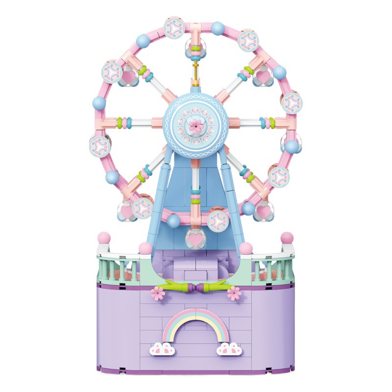 Compatible con Lego pequeño carrusel partículas montaje bloques de construcción juguete educativo niños serie caja música Niñas regalo