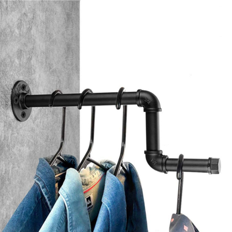 Soporte de tubería americana ropa industrial pared estante decoración del hogar pared pantalla palabra en forma de Z ropa rack