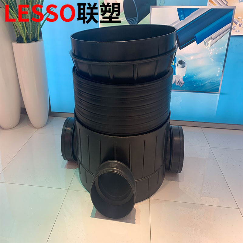 联塑HDPE成品检查井 污水流槽井雨污水沉泥流槽井筒管波纹管配件