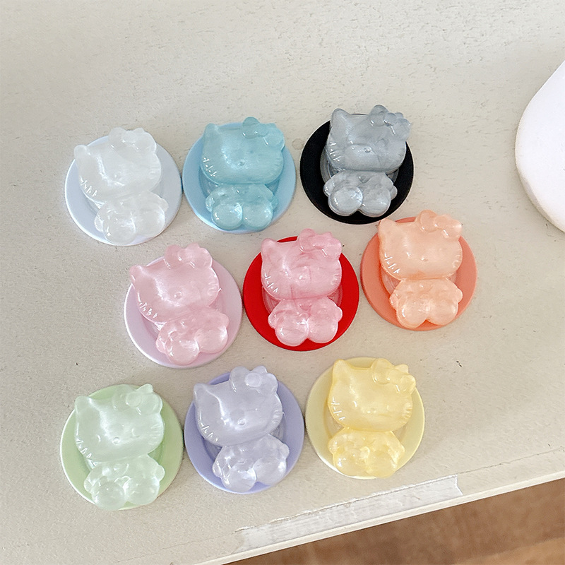 Solid Color Glitter Cartoon Kt Cat Mobile Phone Airbag Holder Magnetic Suction Suitable for Magsafe Telescopic Portable Desktop Watching Dramas