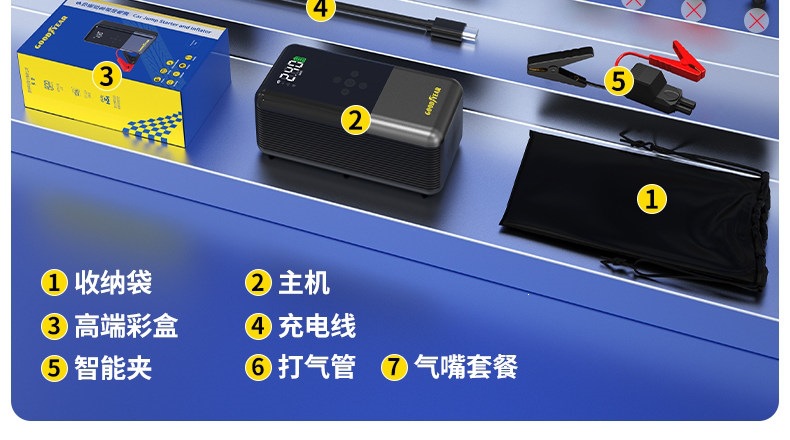 Goodyear S3 Power Bank Car Emergency Jump Starter and Air Pump Combo - Powerful Battery Jump Starter Device