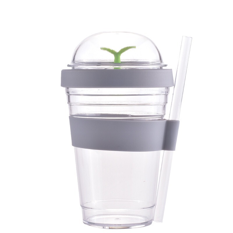 Plastic Water Cup, Portable Dessert Cup, Double-Layer Plastic Ps Portable Yogurt Cup with Spoon, Custom Mixing Cup, Smoothie Cup