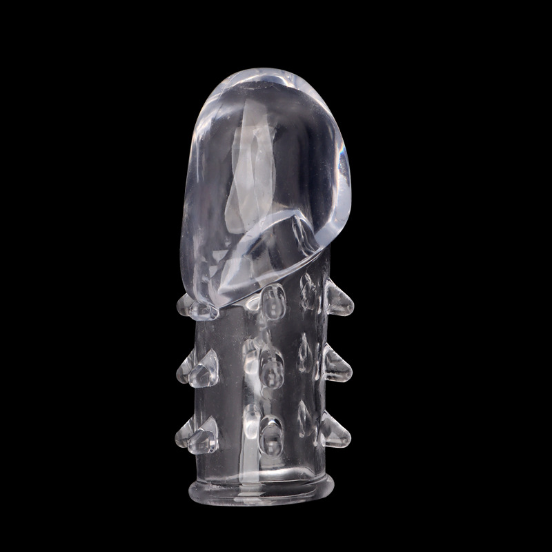 Crystal Textured Glans Sleeve Condom, Wolf-Tooth Stimulation, TPE, Transparent — detail image 6