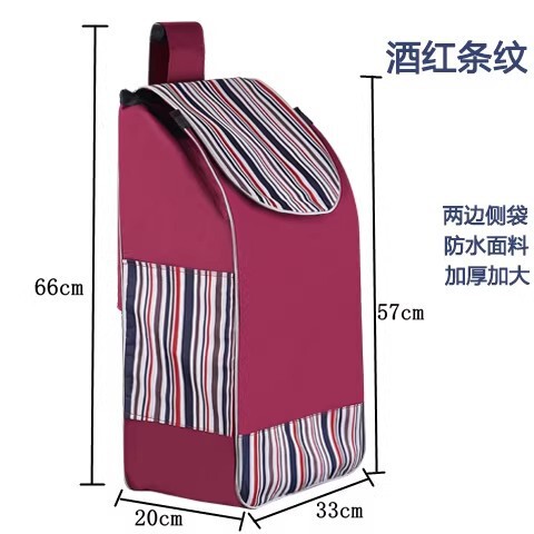 Shopping Cart with Waterproof Large Oxford Cloth Bag, Hand-Pushed Cart, Small Pull Cart, Trolley with Thickened Bag