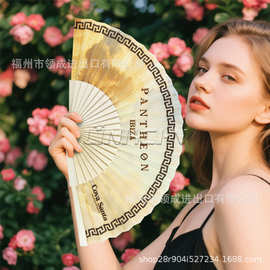 布扇面印刷图案西班牙木扇23厘米木头扇子女扇男扇扇骨可喷漆上色