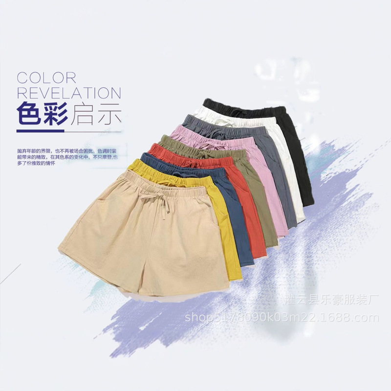 Foreign Trade Summer New Loose Linen Cotton Linen plus size Student Sports Casual Shorts Women Wide Leg Pants Casual Pants
