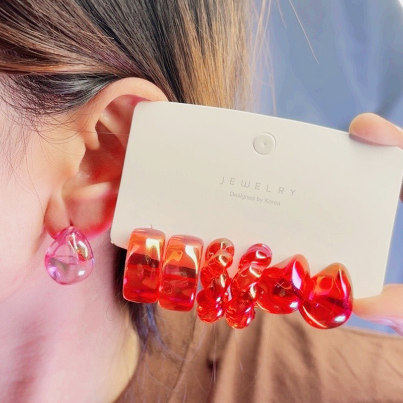 20g Weight 304 Stainless Steel Ear Needle Material 1 Set Simple Style Water Droplets Plating Arylic Earrings