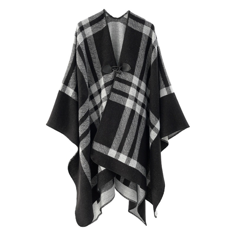 Manta tipo chal con botones de estilo étnico 2024 para mujer, abrigo tipo capa cálido para otoño e invierno, manta de estilo bohemio.