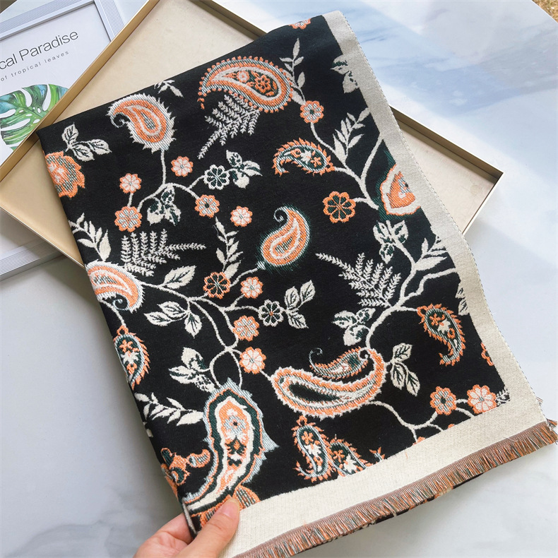 Sciarpa versatile autunno e inverno lunga fascia collo in imitazione cashmere anacardi fiore scialle Sciarpa da donna_voghion.com