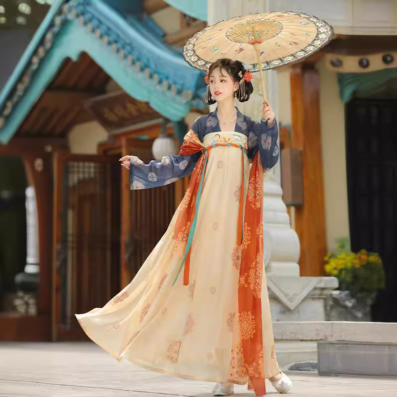 Original Tang-Style Hanfu for Women 2025 New Summer Set, Chest-Length Broken Skirt, One-Piece Embroidery, Restored Version, Not Traditional Costume