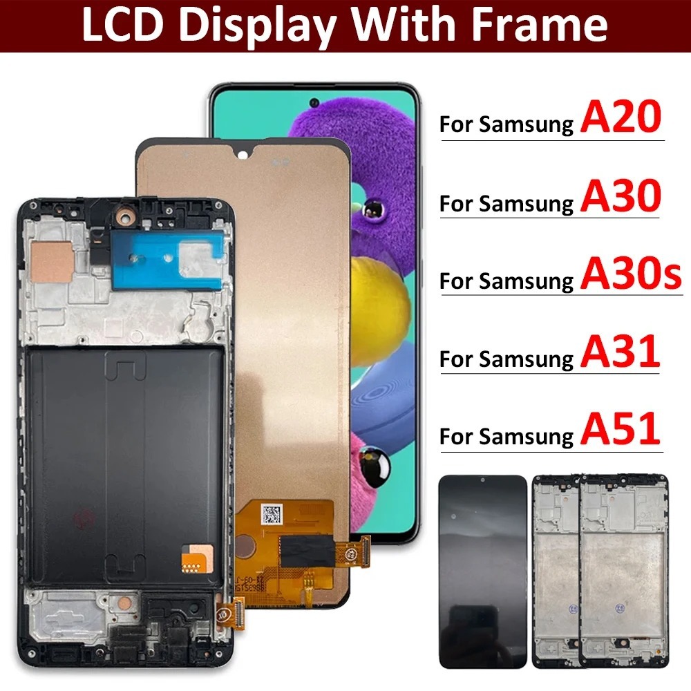 外贸批发适用三星A20 A30 A30s A31 A51 手机屏幕总成显示屏带框