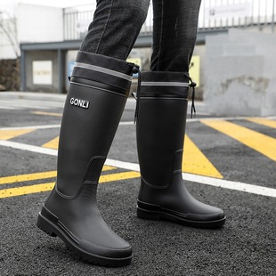Men's High Rain Shoes Fashion New Arrival Girdle Waterproof Shoes for Construction Site Meituan Non-slip Rain Boots Warm Four Seasons Wear-resistant Rubber Shoes